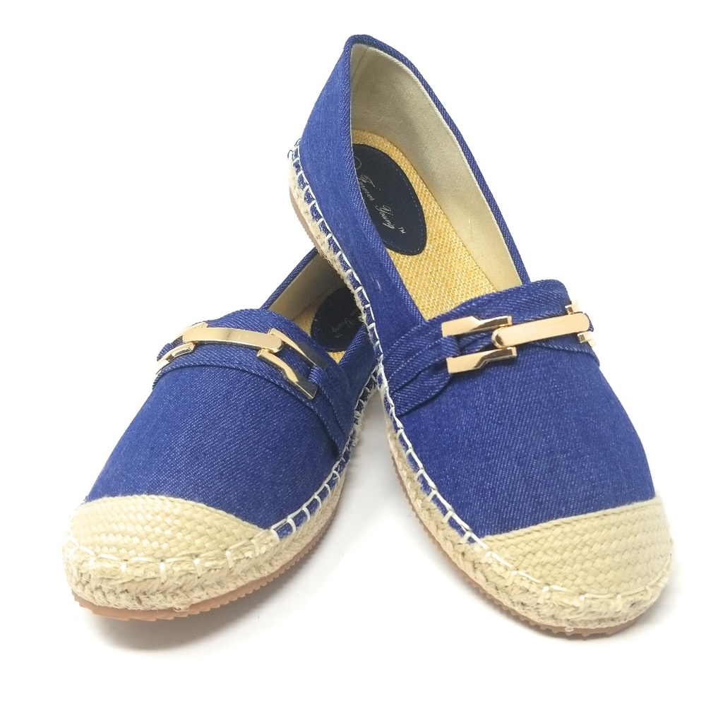 Denim Espadrilles with Buckle, E-2817, Blue